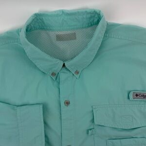 Columbia long sleeve vented fishing Shirt Men's 3XL Aqua Shirt
